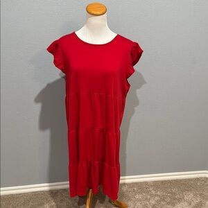 Red Ruffle Sleeve Dress size Large